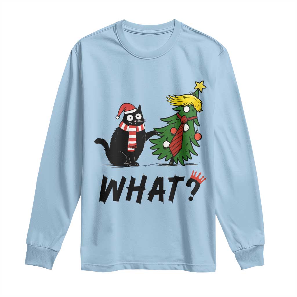 Black Cat What Christmas Long Sleeve Shirt Anti Trump Protest TS14 Light Blue Print Your Wear