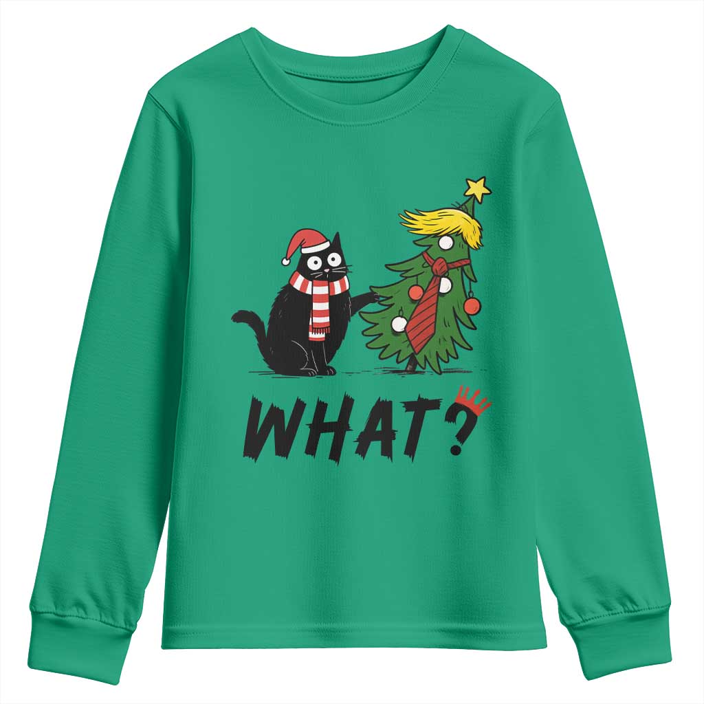 Black Cat What Christmas Youth Sweatshirt Anti Trump Protest TS14 Irish Green Print Your Wear