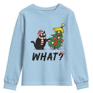 Black Cat What Christmas Youth Sweatshirt Anti Trump Protest TS14 Light Blue Print Your Wear