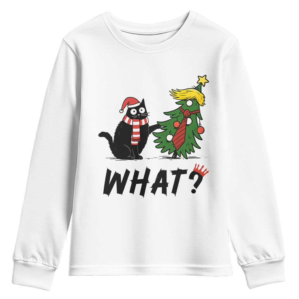 Black Cat What Christmas Youth Sweatshirt Anti Trump Protest TS14 White Print Your Wear