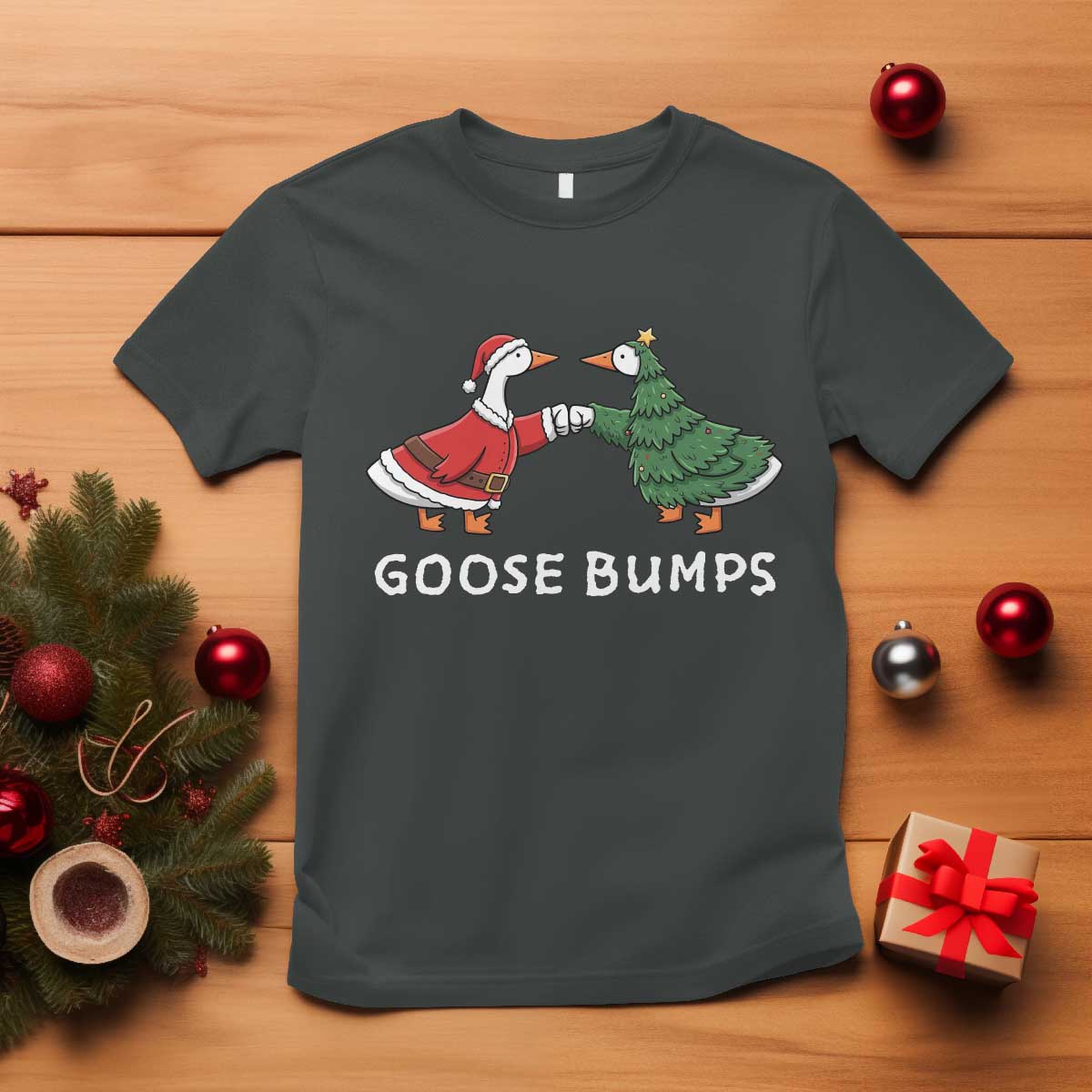 Christmas Goose Bumps Holiday Season T Shirt TS14 Dark Heather Print Your Wear