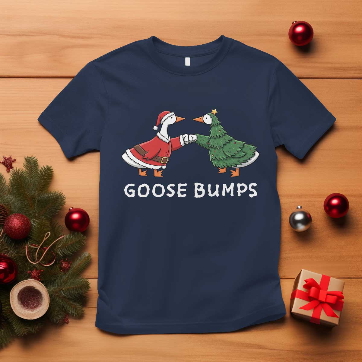 Christmas Goose Bumps Holiday Season T Shirt TS14 Navy Print Your Wear