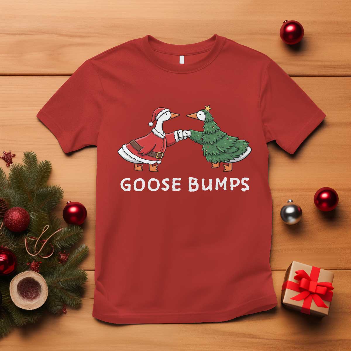 Christmas Goose Bumps Holiday Season T Shirt TS14 Red Print Your Wear