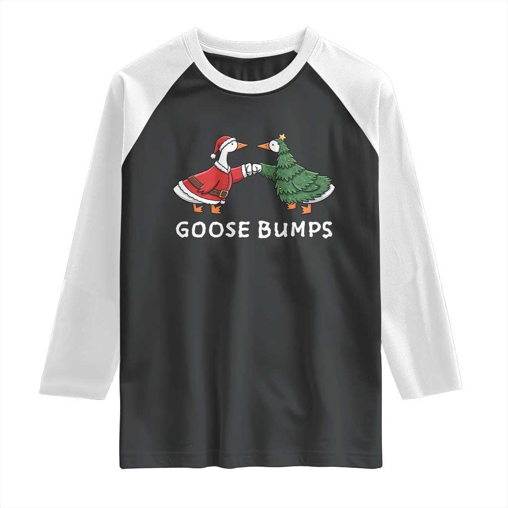 Christmas Goose Bumps Holiday Season Raglan Shirt TS14 Black White Print Your Wear