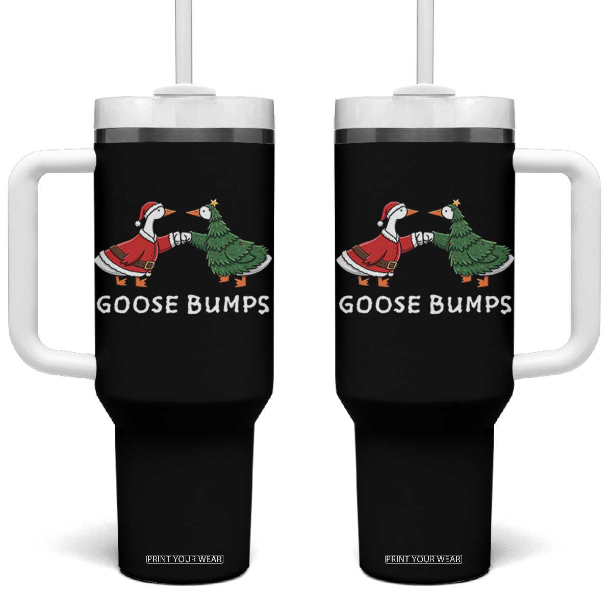 Christmas Goose Bumps Holiday Season Tumbler With Handle TS14 One Size: 40 oz Black Print Your Wear