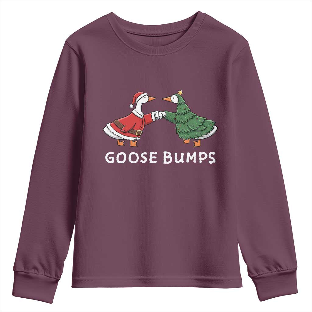 Christmas Goose Bumps Holiday Season Youth Sweatshirt TS14 Maroon Print Your Wear