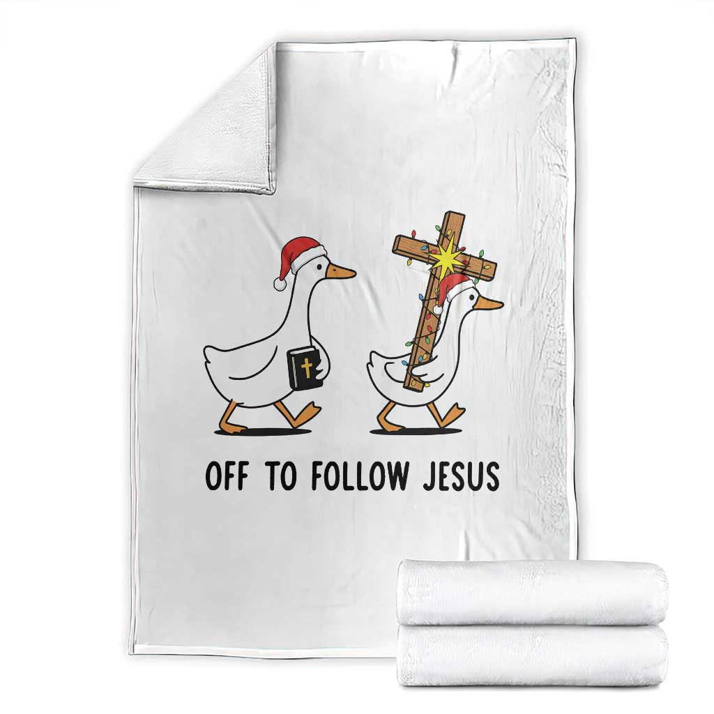 Christian Christmas Goose Throw Blanket Off To Follow Jesus TS14 White Print Your Wear