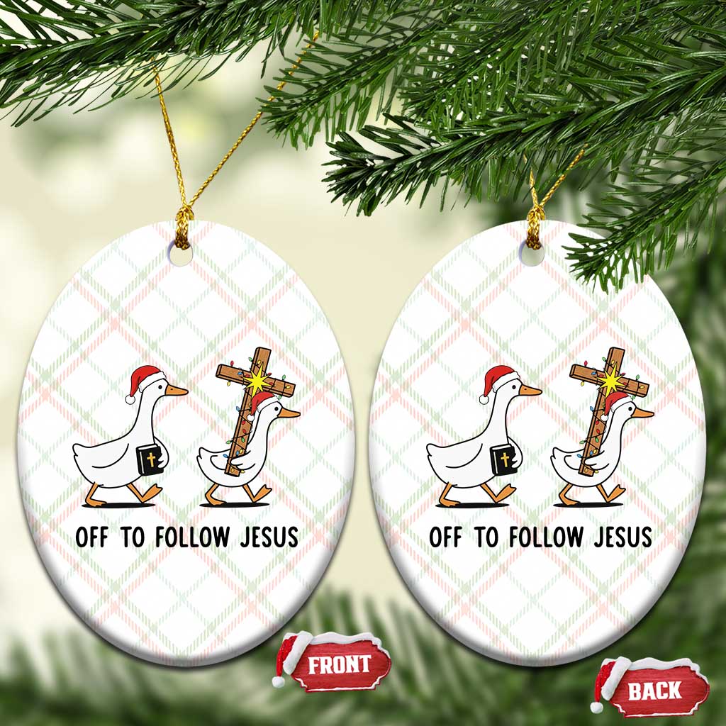 Christian Christmas Goose Ceramic Ornament Off To Follow Jesus TS14 Print Your Wear