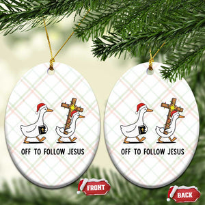 Christian Christmas Goose Ceramic Ornament Off To Follow Jesus TS14 Print Your Wear