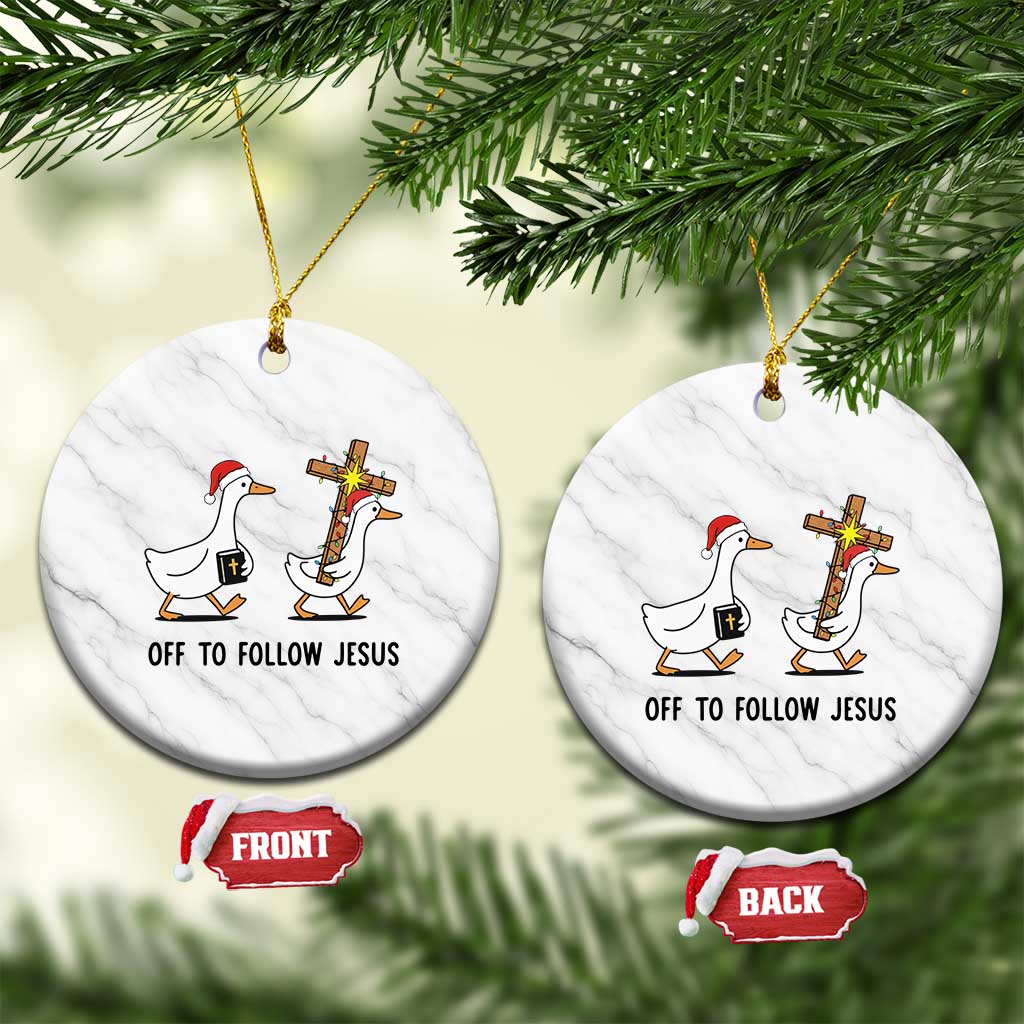 Christian Christmas Goose Ceramic Ornament Off To Follow Jesus TS14 1pc White Marble Print Your Wear