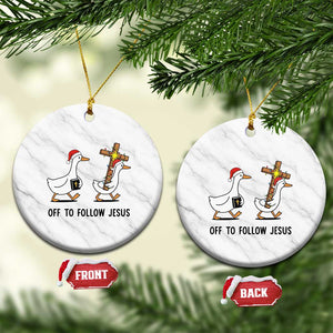 Christian Christmas Goose Ceramic Ornament Off To Follow Jesus TS14 1pc White Marble Print Your Wear