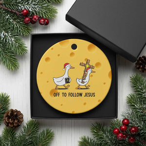 Christian Christmas Goose Ceramic Ornament Off To Follow Jesus TS14 1pc Yellow Cheese Print Your Wear