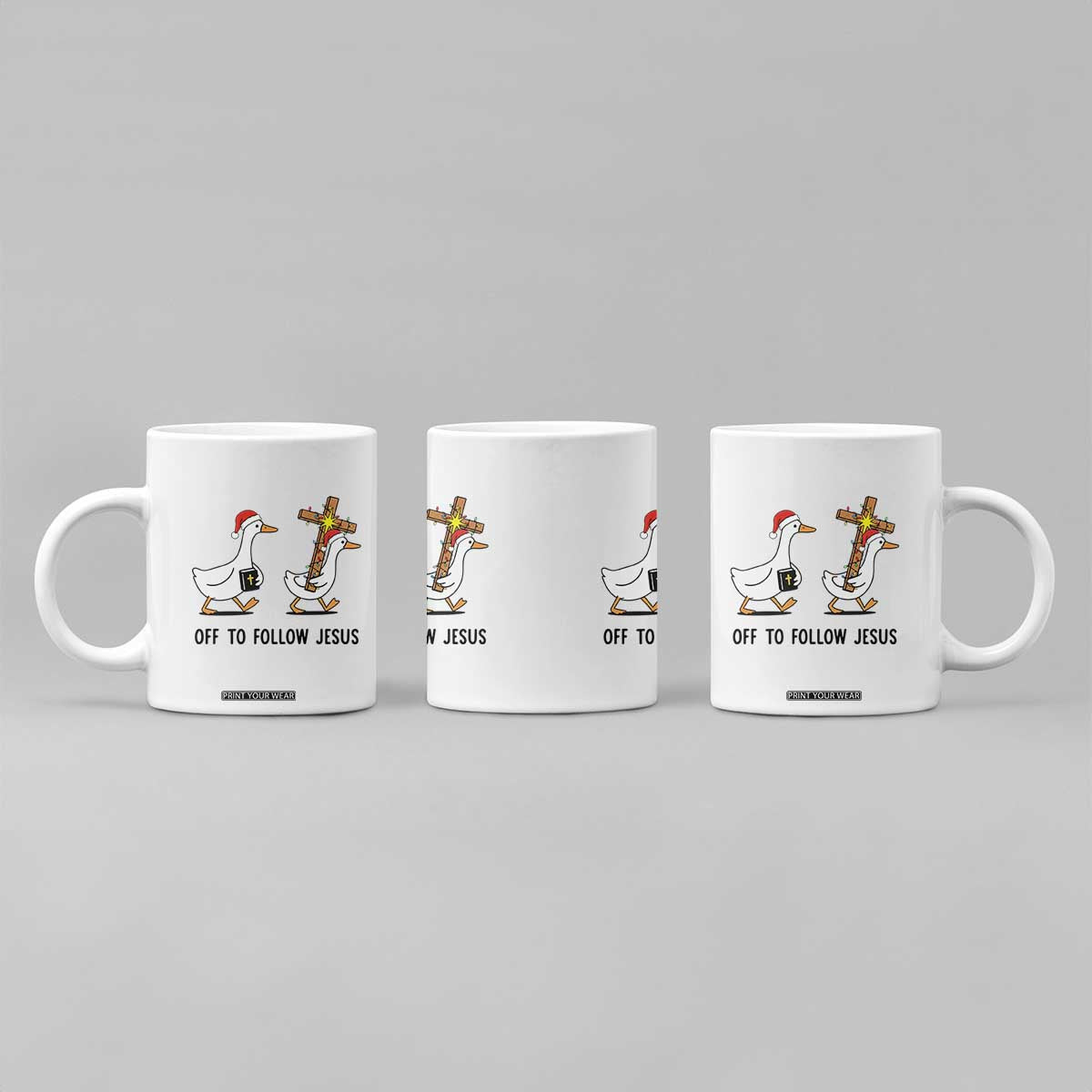 Christian Christmas Goose Coffee Mug Off To Follow Jesus TS14 Print Your Wear