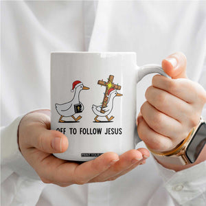 Christian Christmas Goose Coffee Mug Off To Follow Jesus TS14 Print Your Wear