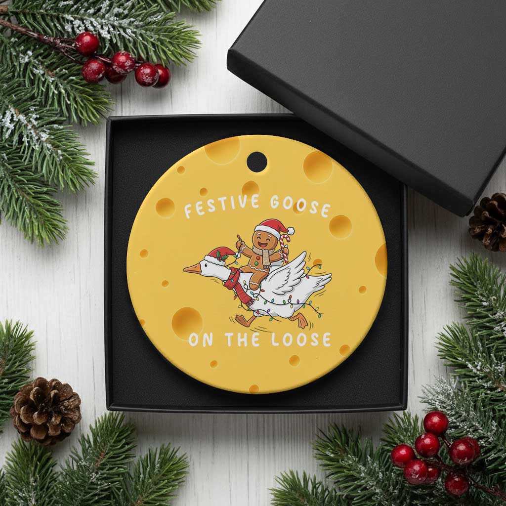 Festive Goose On The Loose Christmas Ceramic Ornament Funny Goose Gingerbread Xmas TS14 1pc Yellow Cheese Print Your Wear