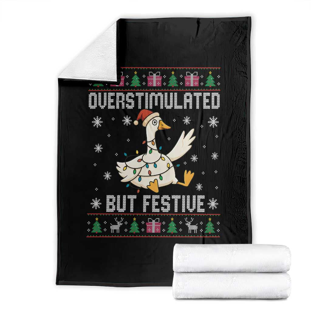 Funny Silly Goose Christmas Throw Blanket Overstimulated But Festive TS14 Black Print Your Wear