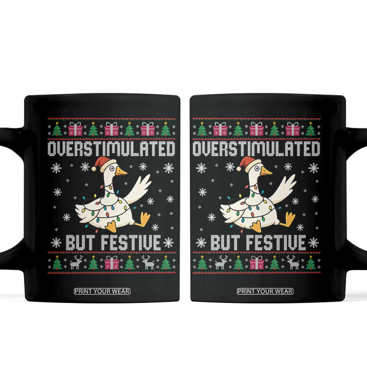 Funny Silly Goose Christmas Coffee Mug Overstimulated But Festive TS14 Black Print Your Wear