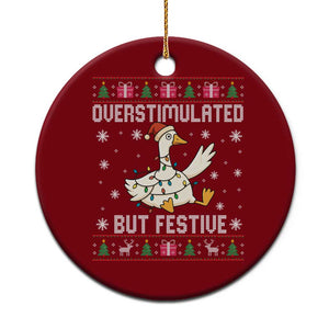 Funny Silly Goose Christmas Ceramic Ornament Overstimulated But Festive TS14 1pc Red Print Your Wear