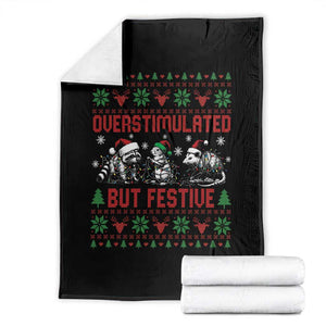 Possum Christmas Throw Blanket Funny Overstimulated But Festive TS14 Black Print Your Wear