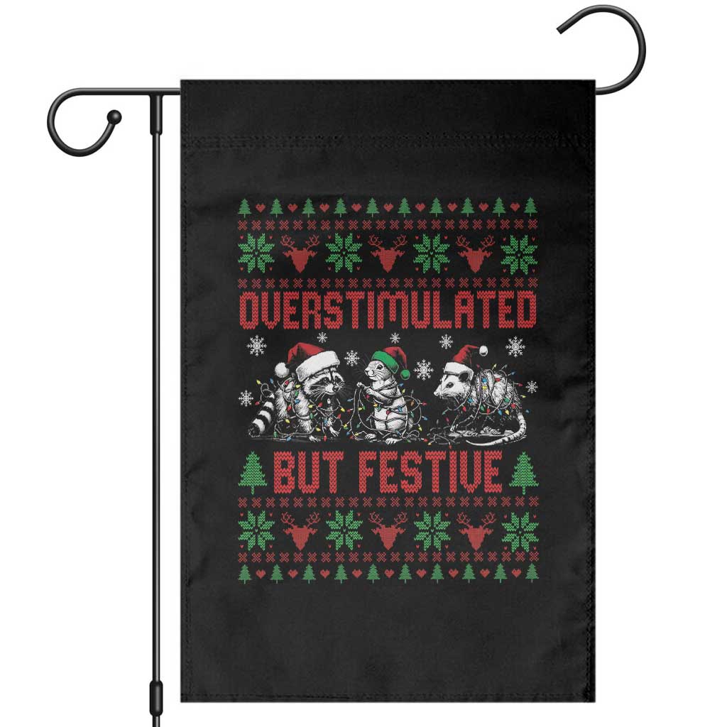 Possum Christmas Garden Flag Funny Overstimulated But Festive TS14 Black Print Your Wear