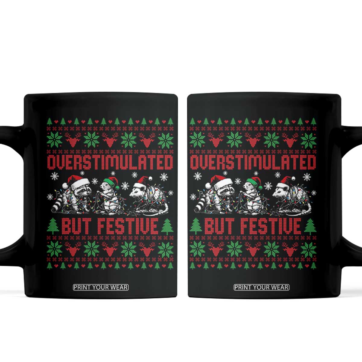 Possum Christmas Coffee Mug Funny Overstimulated But Festive TS14 Black Print Your Wear