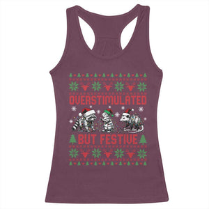 Possum Christmas Racerback Tank Top Funny Overstimulated But Festive TS14 Maroon Print Your Wear
