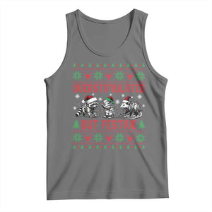 Possum Christmas Tank Top Funny Overstimulated But Festive TS14 Black Heather Print Your Wear
