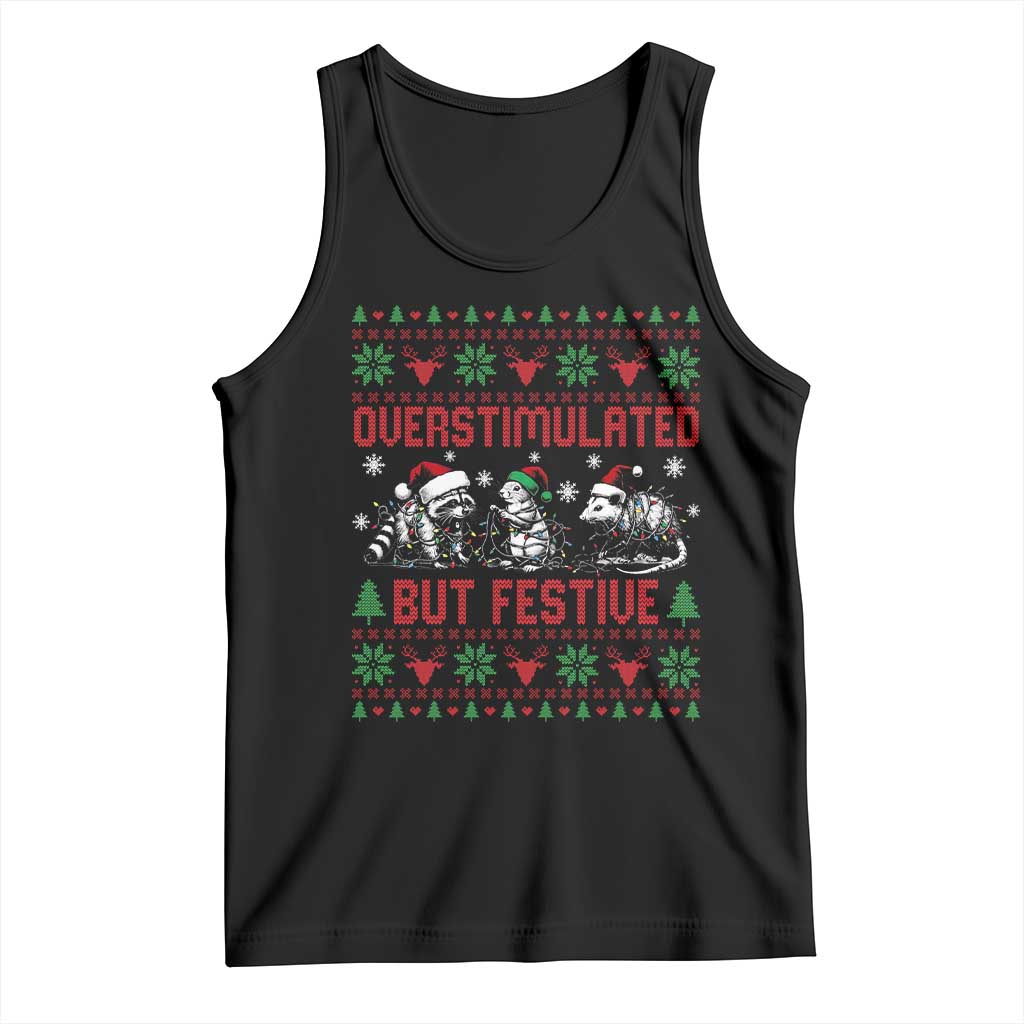 Possum Christmas Tank Top Funny Overstimulated But Festive TS14 Black Print Your Wear