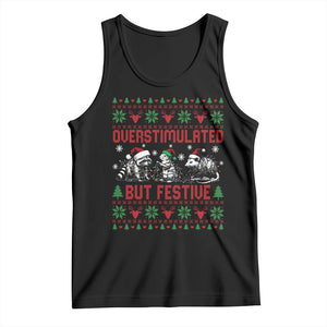 Possum Christmas Tank Top Funny Overstimulated But Festive TS14 Black Print Your Wear