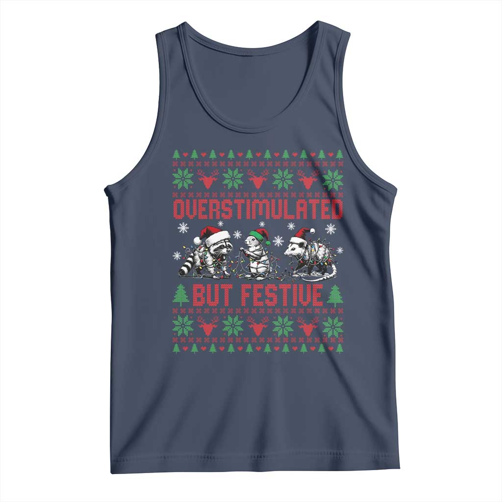 Possum Christmas Tank Top Funny Overstimulated But Festive TS14 Navy Print Your Wear