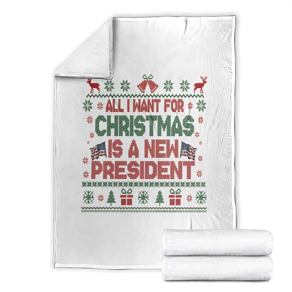 All I Want For Christmas Is A New President Throw Blanket Funny Democrat Christmas TS14 White Print Your Wear