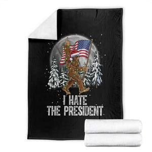 Funny Bigfoot Christmas Political Meme Throw Blanket I Hate The President TS14 Black Print Your Wear