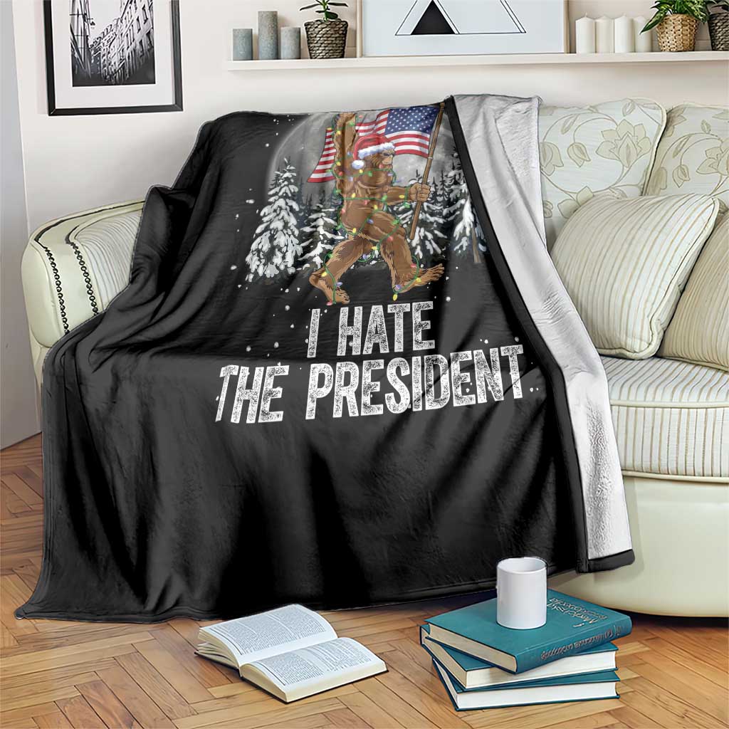 Funny Bigfoot Christmas Political Meme Throw Blanket I Hate The President TS14 Print Your Wear