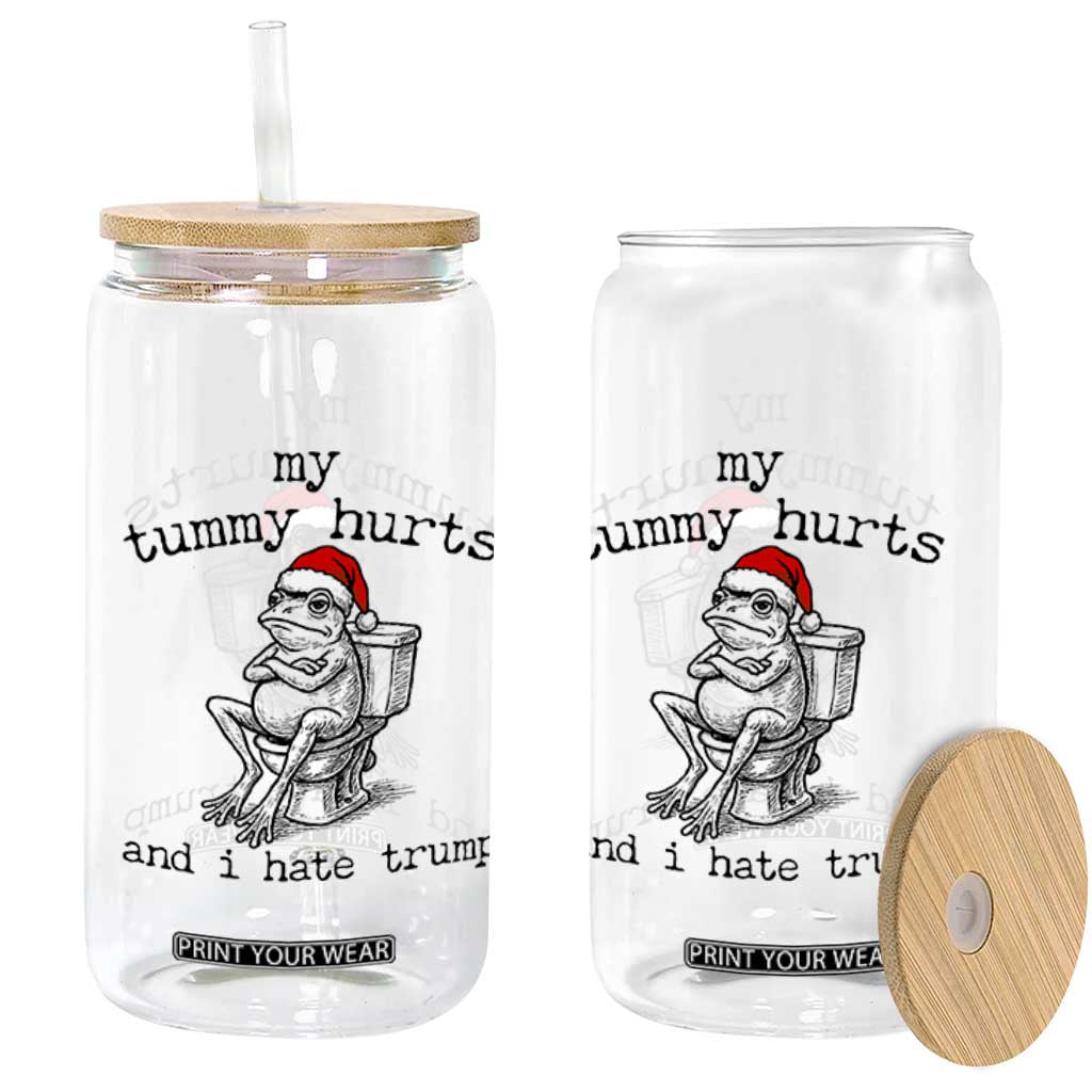 Funny Frog Christmas Glass Can My Tummy Hurts And I Hate Trump TS14 Print Your Wear