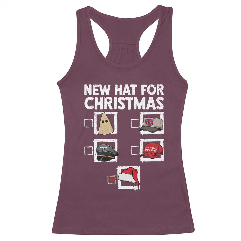 Funny Political Christmas Racerback Tank Top Old Hat New Hat TS14 Maroon Print Your Wear