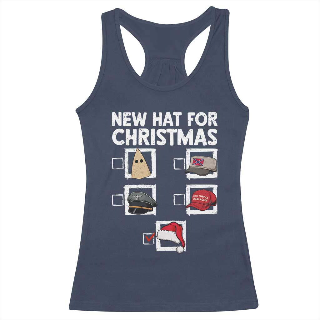 Funny Political Christmas Racerback Tank Top Old Hat New Hat TS14 Navy Print Your Wear