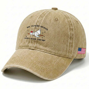 Silly Goose Christmas Washed Cotton Baseball Cap My Tummy Hurts And I Hate Trump TS14 Print Your Wear