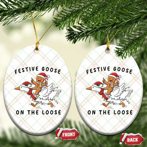 Funny Goose Christmas Ceramic Ornament Festive Goose On The Loose Xmas TS14 Print Your Wear