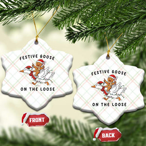 Funny Goose Christmas Ceramic Ornament Festive Goose On The Loose Xmas TS14 Print Your Wear