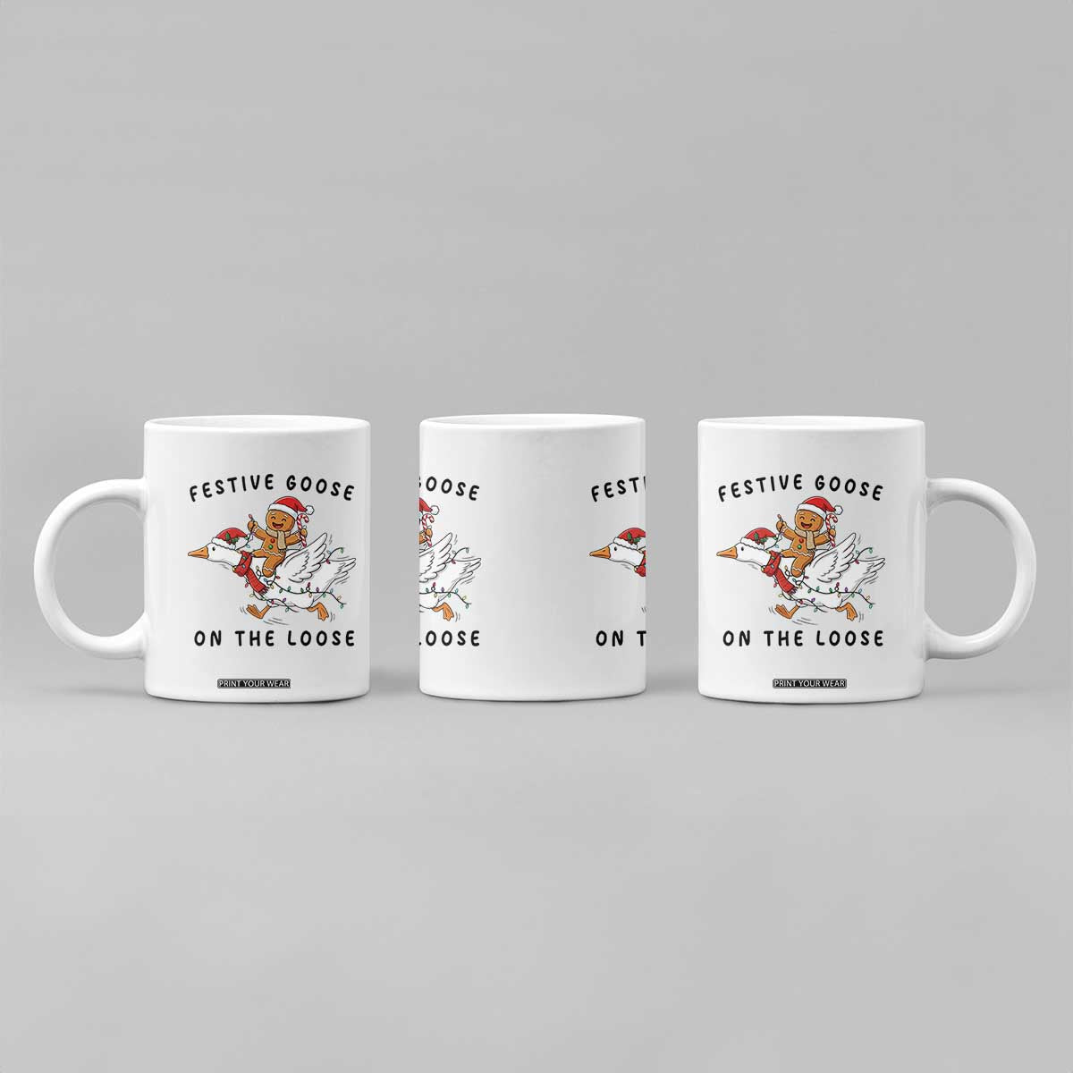 Funny Goose Christmas Coffee Mug Festive Goose On The Loose Xmas TS14 Print Your Wear