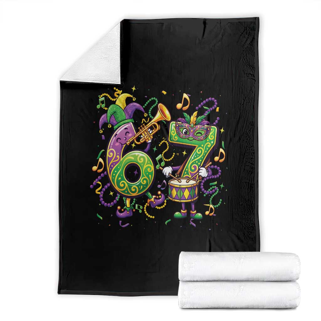 67 Mardi Gras Meme Throw Blanket Funny Six Seven Carnival Party TS14 Black Print Your Wear