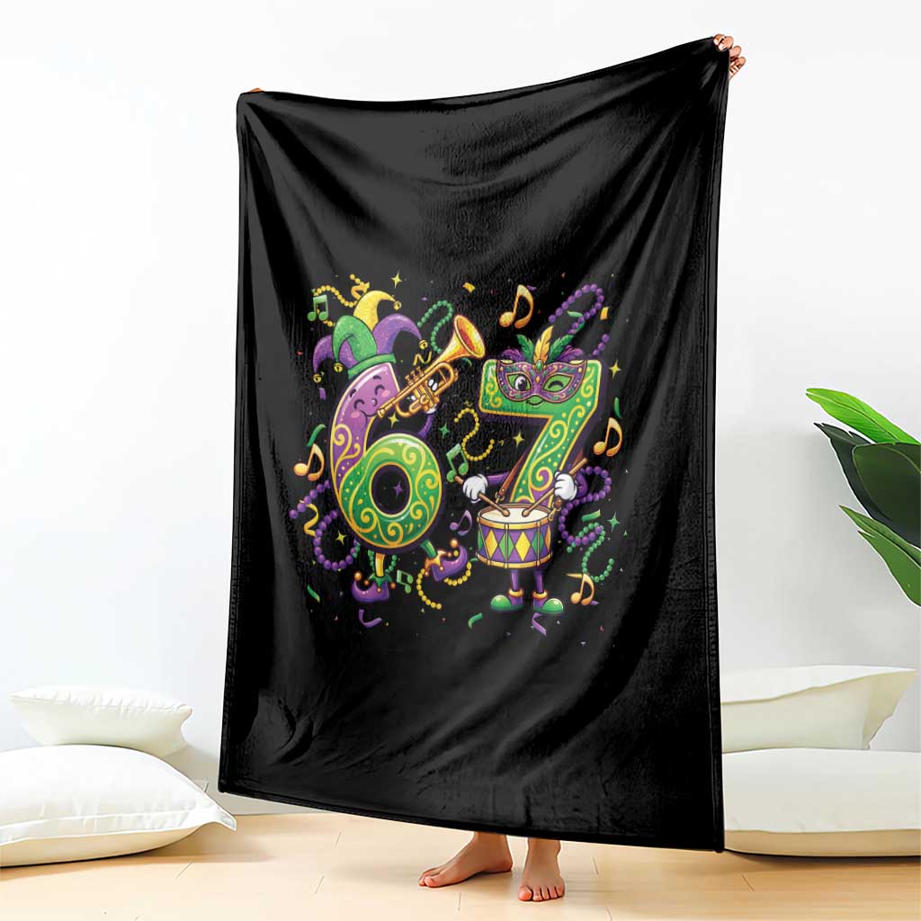 67 Mardi Gras Meme Throw Blanket Funny Six Seven Carnival Party TS14 Print Your Wear