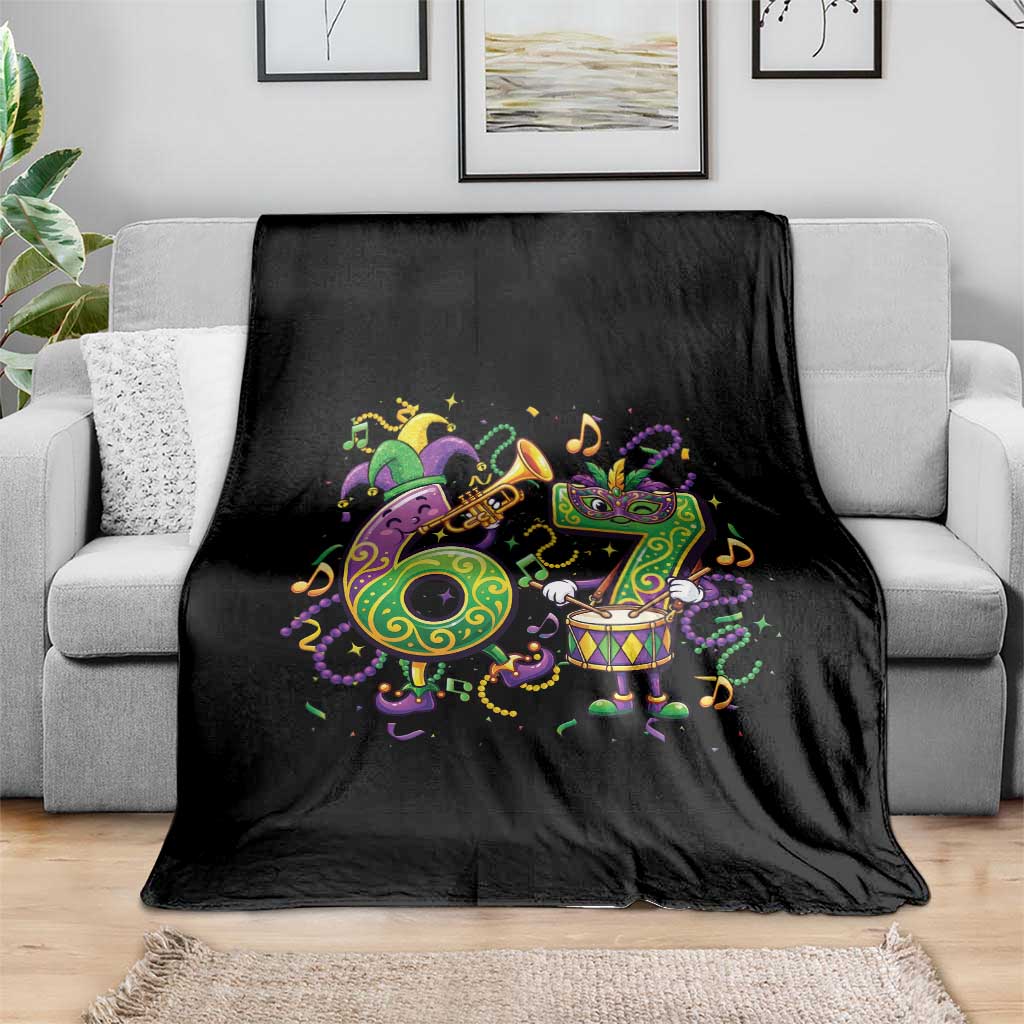 67 Mardi Gras Meme Throw Blanket Funny Six Seven Carnival Party TS14 Print Your Wear