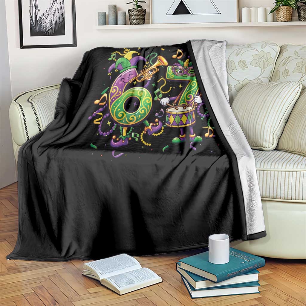 67 Mardi Gras Meme Throw Blanket Funny Six Seven Carnival Party TS14 Print Your Wear
