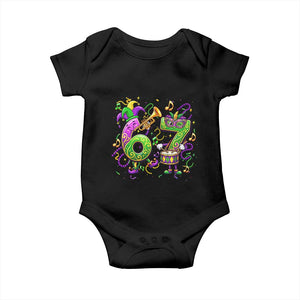 67 Mardi Gras Meme Baby Onesie Funny Six Seven Carnival Party TS14 Black Print Your Wear