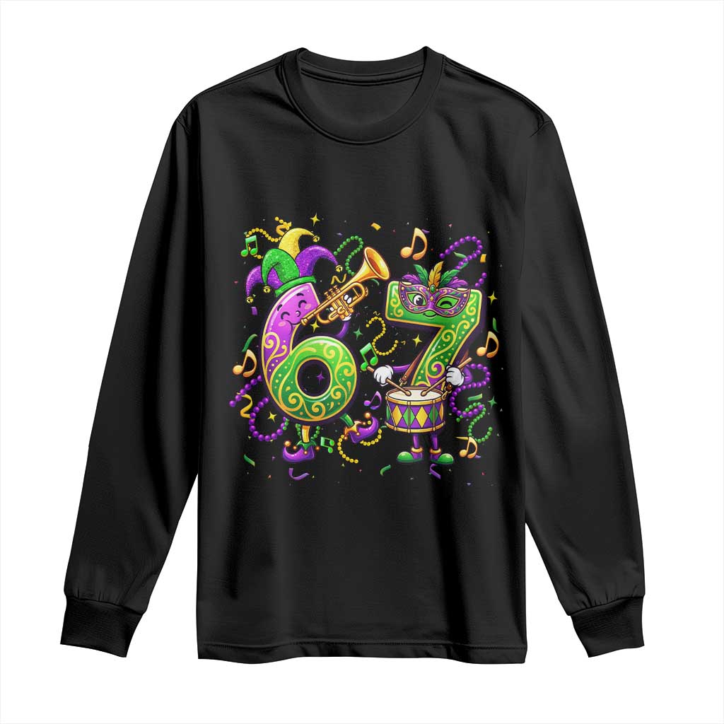 67 Mardi Gras Meme Long Sleeve Shirt Funny Six Seven Carnival Party TS14 Black Print Your Wear