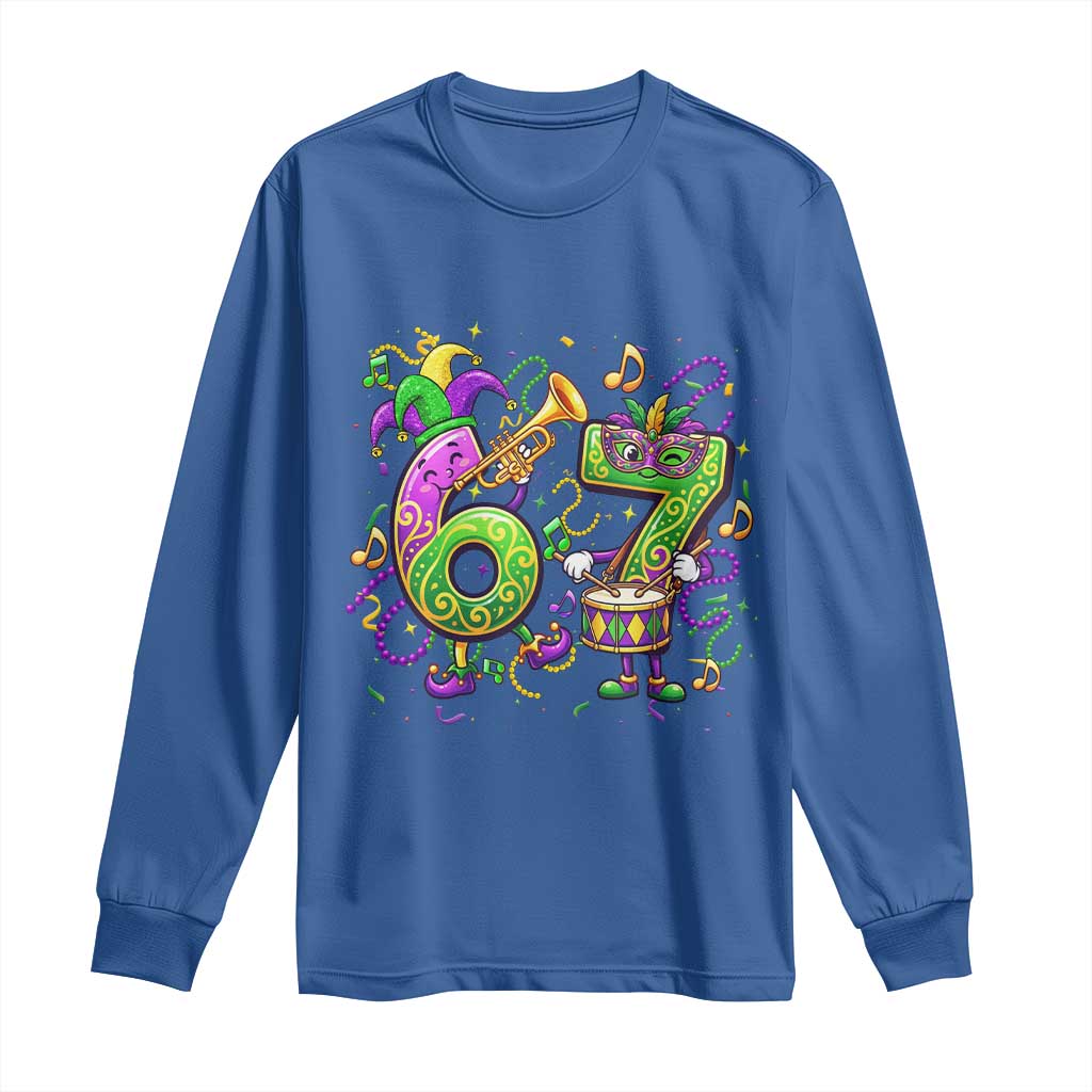 67 Mardi Gras Meme Long Sleeve Shirt Funny Six Seven Carnival Party TS14 Royal Blue Print Your Wear