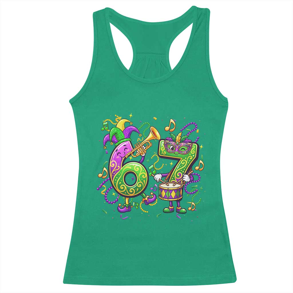 67 Mardi Gras Meme Racerback Tank Top Funny Six Seven Carnival Party TS14 Irish Green Print Your Wear