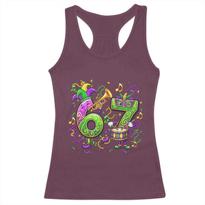 67 Mardi Gras Meme Racerback Tank Top Funny Six Seven Carnival Party TS14 Maroon Print Your Wear