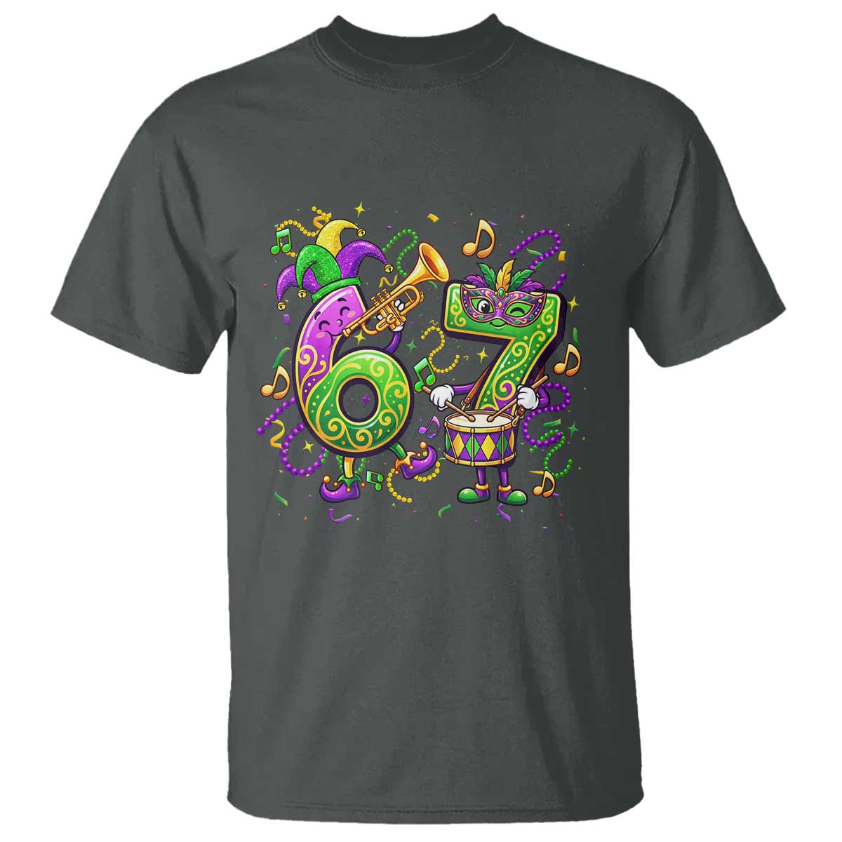 67 Mardi Gras Meme T Shirt Funny Six Seven Carnival Party TS14 Dark Heather Print Your Wear